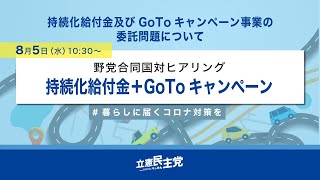 2020年8月5日 野党合同国対ヒアリング「持続化給付金＋GoToキャンペーン」