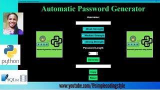 Python Random Password Generator Tkinter ||SQlite database