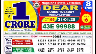 🔴Lottery Sambad Today 08:00pm 21/01/25 Night Dear Lottery Result Pdf Download