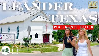 Downtown Leander Texas Walking Tour | 4K Video ASMR Binaural Audio