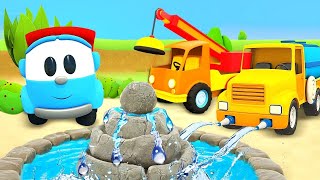 Car cartoons full episodes & Street vehicles cartoon for babies - Leo the Truck & a fountain.