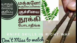 இத்தனை நாள் தெரியாம போச்சே🫣How to Use Curry Leaves Stick🥳Knife Skills in Right Way #how #tip #skills