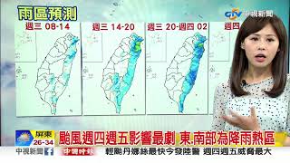 采沂天氣報報 今東半部先轉雨 明起防致災性降雨│中視早安氣象 20190717