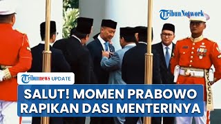 Terekam Prabowo Rapikan Dasi Menteri saat Tunggu Kedatangan PM Jepang, Mayor Teddy Sampai Ketawa