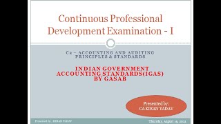 LECTURE 19 CPD I C2 Indian Government Accounting Standards (IGASs) by GASAB. #C2 #IGAS #GASAB #CAG