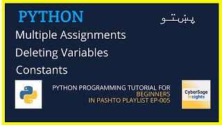 Python Multiple Assignments, Constants, and Deleting Variables | Programming in Pashto