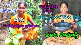 VLOG# నా చేతులతో వేసిన వంగమొక్కలు బ్రతికాయి... యూట్యూబ్ కోసం నేను కొన్న వంట సామాగ్రి