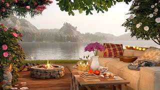 Cozy Spring Lake Ambience with Relaxing Forest Birdsong, Campfire and Lakeshore Water Sounds