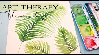 Watercolor Painting/ Palm Leaves/Art Therapy for Anxiety Relief/ Step by Step Tutorial