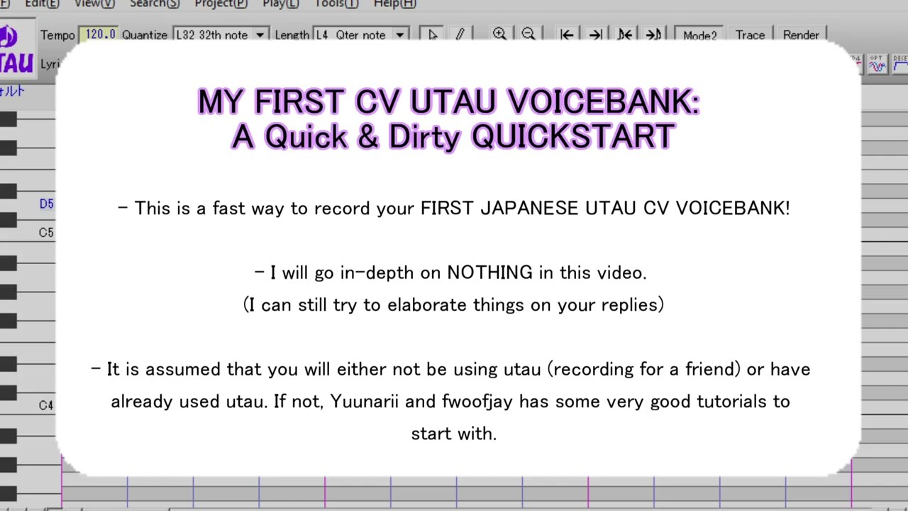 Making Your Own First Utau Voicebank Crammed In 1 Minute Youtube