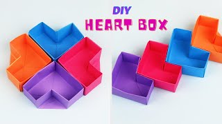 Origami Paper Heart Box | DIY Paper Heart Box Organizer| Paper Crafts | Origami Box |School Crafts