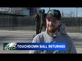 aj brown autographs jersey for eagles fan who returned tanner mckee s touchdown ball