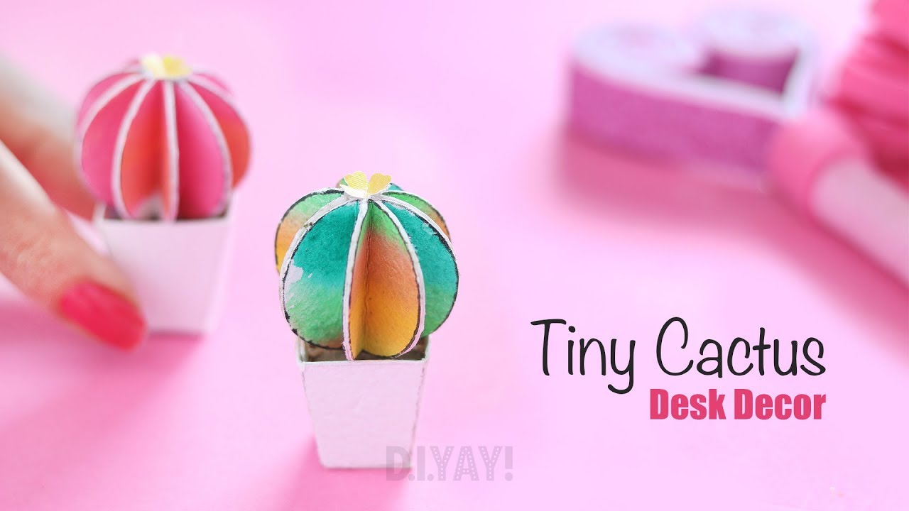 Diy Tiny Cactus Desk Decor Diy Decor Craft Ideas Youtube