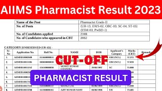 AIIMS Pharmacist Result 2023 || Pharmacist Cut-off | AIIMS Pharmacist Vacancy