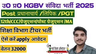 उ०प्र० कस्तूरबा गांधी बालिका विद्यालय संविदा भर्ती 2025 /  Kgbv teacher New Vacancy