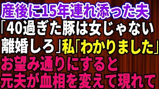 【スカッとする話】産後に15年連れ添った夫が突然離婚を言い出した「40過ぎた豚は女じゃない！離婚するか？」私「本当にいいのね」→お望み通りにすると後日、元夫が血相変えて現れて