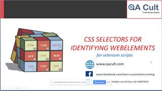 CSS SELECTORS FOR IDENTIFYING WEBELEMENTS