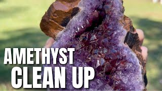 How I clean amethyst crystals with Iron Out