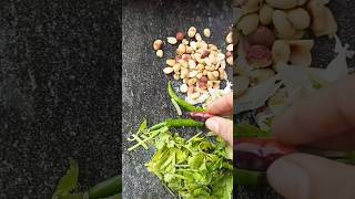 ମା ଠୁ ଶିଖିଥିବା ବାଦାମ ଧନିଆ ପତ୍ର ଚଟଣୀ 💯👌|| How To Make peanut/coriander leaves chutney#recipe #shorts