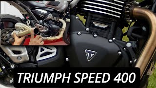 Triumph speed 400 exhaust fitting | akrapovic dual barrel exhaust | Sanjaybikecare