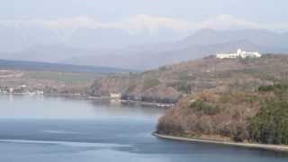 山梨県　山中湖パノラマ台から南アルプスと富士山