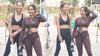 Neha Sharma Looks in Joy Mood and Ayesha Sharma in Sport Bra😮 Spotted Outside Gym