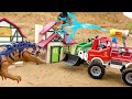 rescue fire truck and excavator police car crane truck toy stories bibo toys