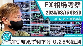 2024年 8月15日 海外FXトレーダーHAYAの相場考察【CPIをうけて株高へ！GOLD、ビットコインから資金が抜ける状況確認】