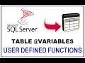 SQL Server Table Variables - USER DEFINED FUNCTIONS