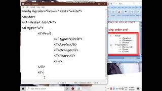 HTML Class 13 Nested List in Html