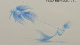Surrealistic Drawing: How to Draw a Mermaid and Fish - Fine Art-Tips.