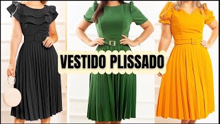 VESTIDO MIDI PLISSADO DA MODA EVANGÉLICA / Vestidos Elegantes / Lindos Vestidos Modernos Moda Crista