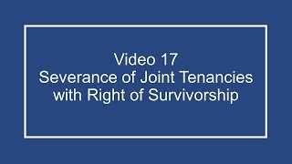 ProfDale Property Video 17 -  Severance of Joint Tenancies