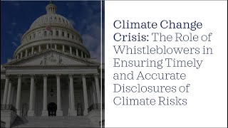 National Whistleblower Day 2020 Climate Change Crisis: The Role of Whistleblowers