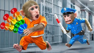 KiKi Monkey sneak Rainbow Jelly in to jail and escape Police Chase Adventure | KUDO ANIMAL KIKI