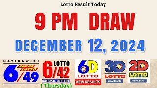 Lotto Result Today 9pm December 12 2024 PCSO