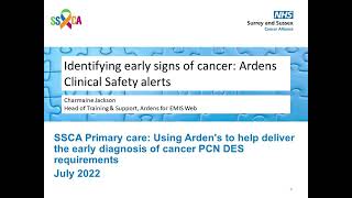 Identifying early signs of cancer  - Ardens for EMIS Clinical Safety alerts