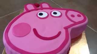 Tarta PEPPA PIG fondant 2D silueta cabeza  - Peppa Pig face fondant cake