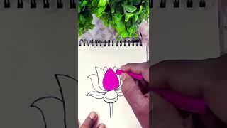 Beautiful Lotus 🪷 drawing 🥰 #easydrawingforkids