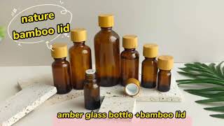 5ml 10ml 15ml 20ml 30ml 50ml 100ml brown glass perfume essential oil bottle with bamboo screw on lid