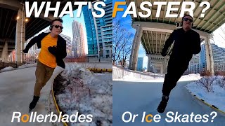 Rollerblading VS Ice Skating -Which is faster?