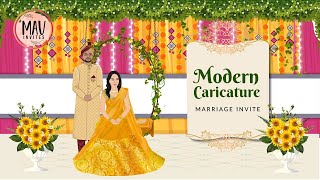 Caricature Wedding Invite Video | Indian Wedding Video Invite Caricature | Modern Wedding Invitation