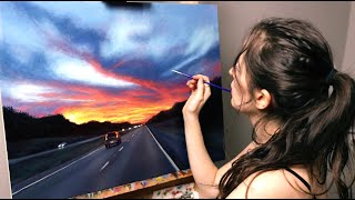 I painted this sunset after uprooting my life | Oil Painting Time Lapse | Art Diary