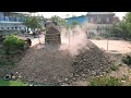 Start a new project!! Bulldozer KOMATSU D20P And Dump Truck 5Ton ​Pouring Soil To Delete Deep Pond​​