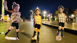 YaYa played skateboard🛹 so much fun at walk street Riverside