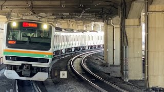 E231系(S-06編成)＋E233系(U626編成)宇都宮線快速宇都宮行き 赤羽駅6番線到着停車シーン(4522Y) 2024.12/15