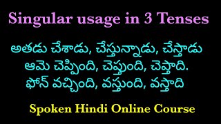 Hindi Tenses Practice ( Singular Subject )  Learn Hindi Tenses with examples.