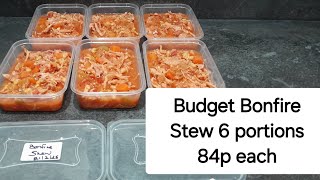 Budget bonfire stew, cooked in the slow cooker. A super easy 'stretchable' meal for 84p or less.