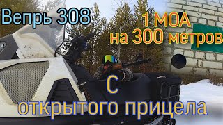 Вепрь 308. Стрельба на 300 метров с открытого прицела.