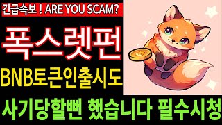 [폭스렛펀 밈코인] FoxLetFun 프리세일 - ARE YOU SCAM ? BNB토큰 인출시도 사기당할뻔 했습니다 필수시청 코미녀tv